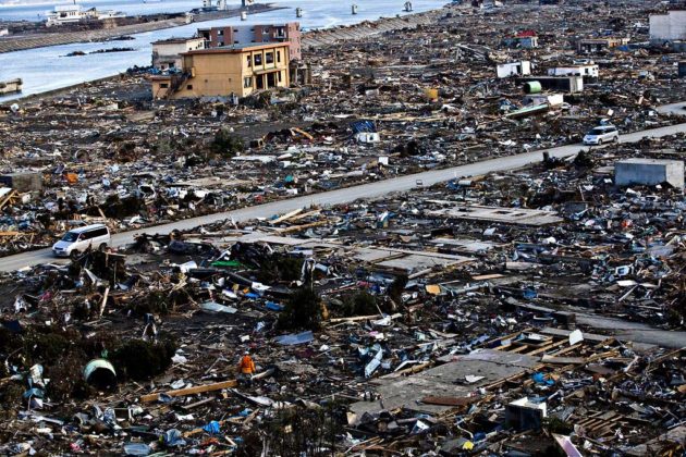 Les débris après le passage dévastateur du tsunami.