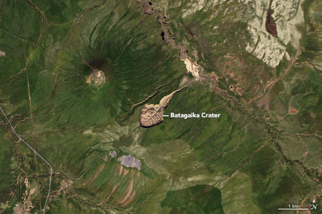 Le cratère de Batagaika en Russie, conséquence de la fonte du permafrost