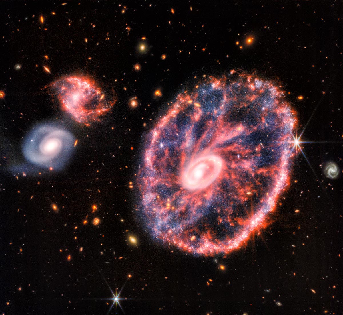 La galaxie de la Roue de chariot capturée par le télescope James-Webb.
