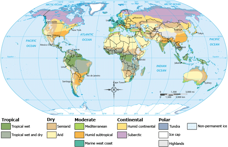 Carte des climats mondiaux.
