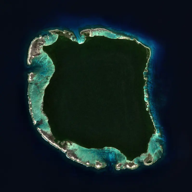 Vue aérienne de l'île North Sentinel.